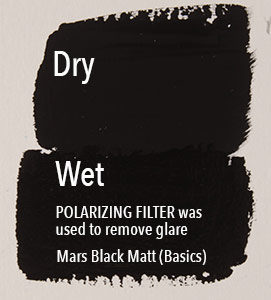Glare causes matte acrylics to appear lighter.