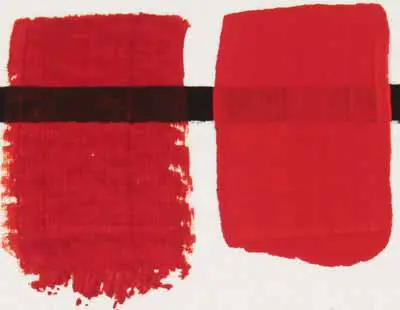 Transparent and opaque Red acrylic paints
